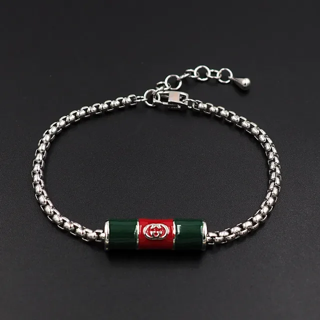 Gucci मल्टीकलर सिल्वर कर्ब चेन एनामेल सिलिंडर चार्म ब्रेसलेट 3