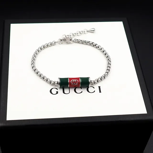 Gucci मल्टीकलर सिल्वर कर्ब चेन एनामेल सिलिंडर चार्म ब्रेसलेट 5