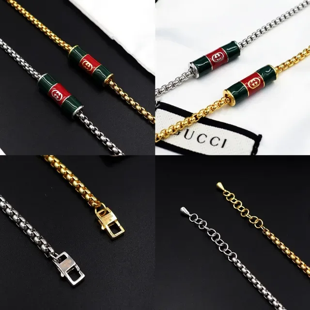 Gucci मल्टीकलर सिल्वर कर्ब चेन एनामेल सिलिंडर चार्म ब्रेसलेट 9