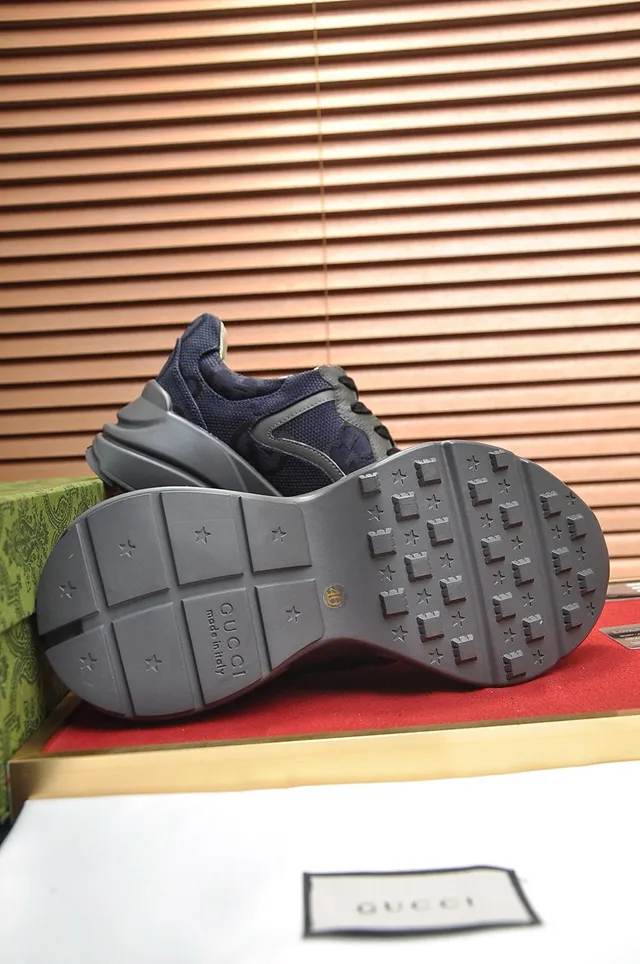 Gucci Navy Gray Sole Mesh Upper Chunky Sneakers 2