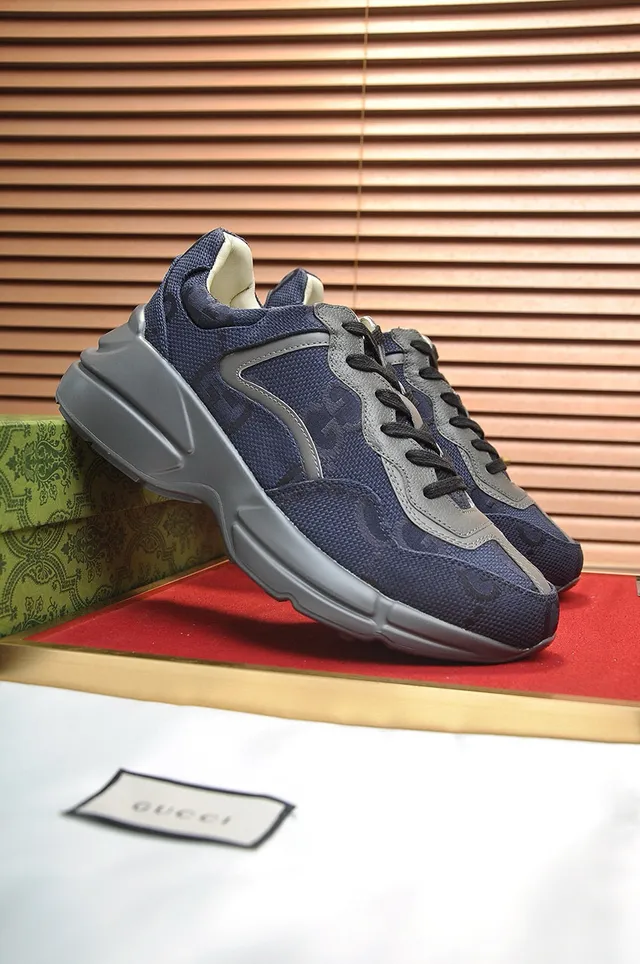 Gucci Navy Gray Sole Mesh Upper Chunky Sneakers 6