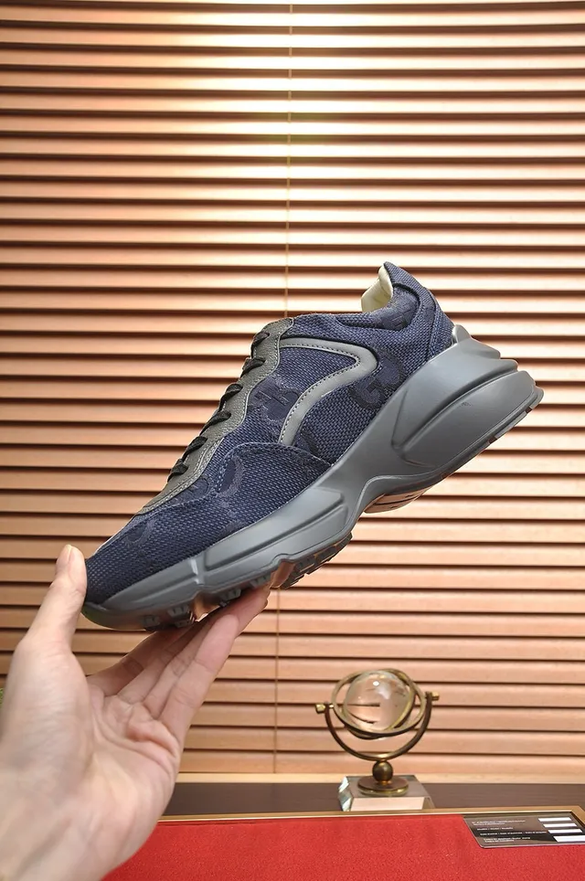 Gucci Navy Gray Sole Mesh Upper Chunky Sneakers 9