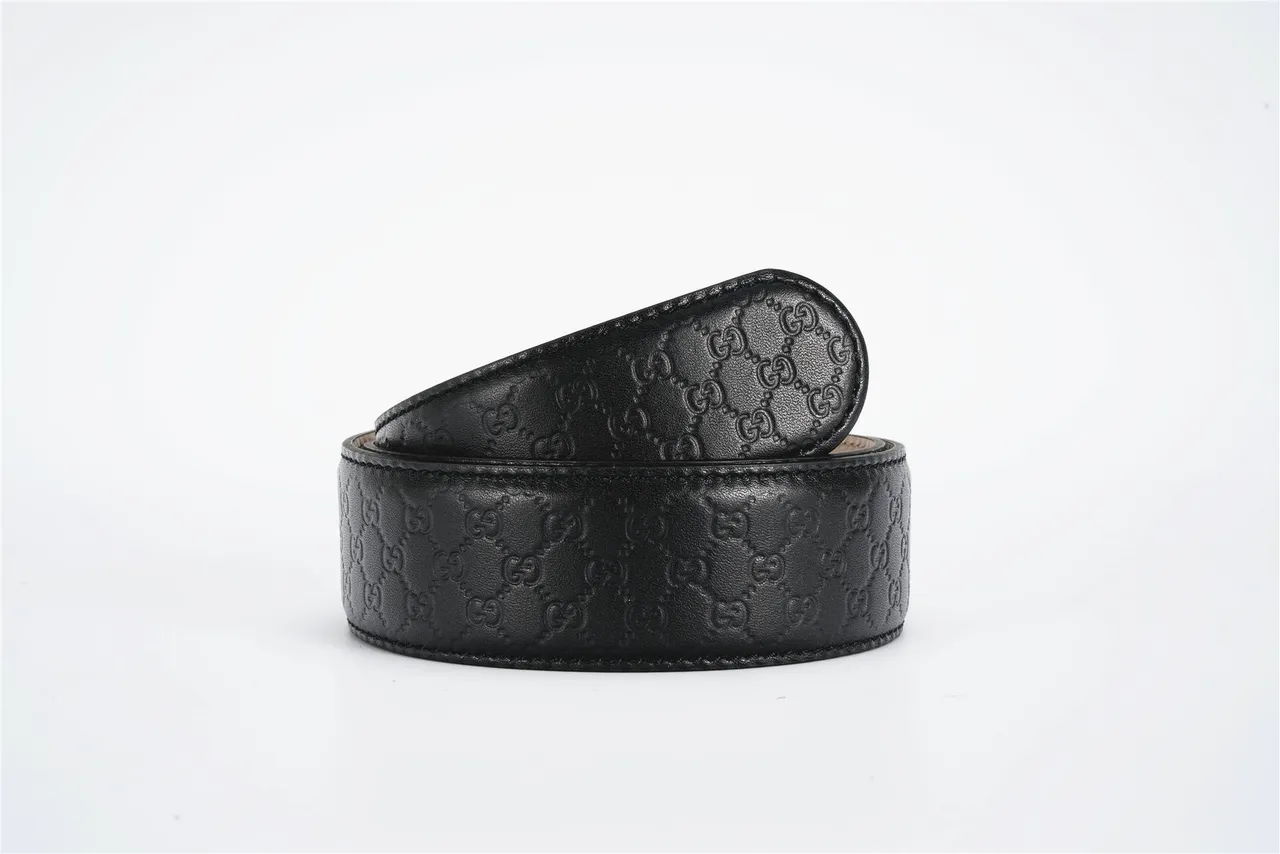 Gucci Ophidia Black Gold Embossed GG Monogram Rectangular Buckle Leather Belt 3