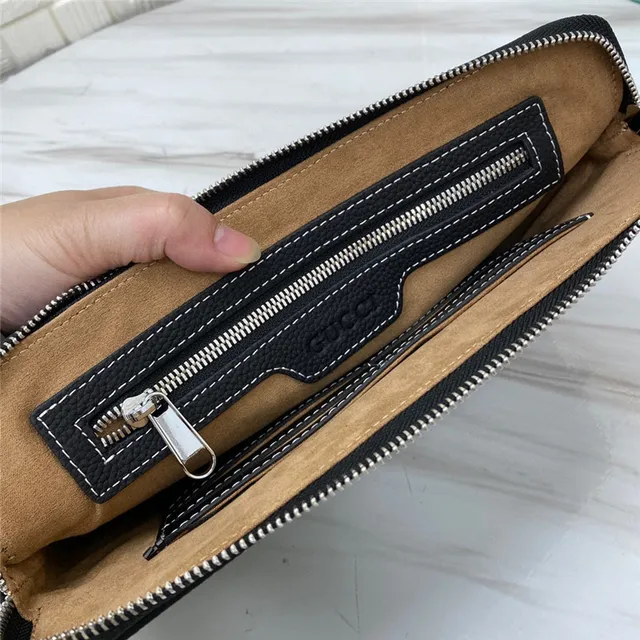 Gucci Ophidia Black Pebbled Leather Envelope Clutch 2