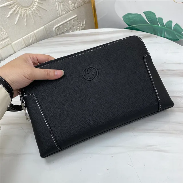 Gucci Ophidia Black Pebbled Leather Envelope Clutch 7