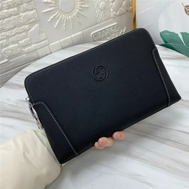 Gucci Ophidia Black Pebbled Leather Envelope Clutch 8