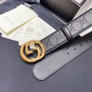 Gucci Ophidia Embossed GG Monogram Black Leather Belt