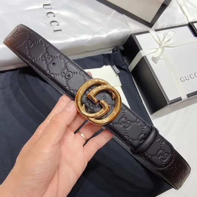 Gucci Ophidia Embossed GG Monogram Black Leather Belt 3