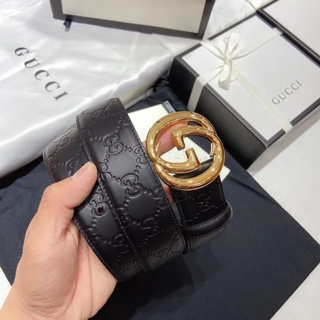 Gucci Ophidia Embossed GG Monogram Black Leather Belt 5