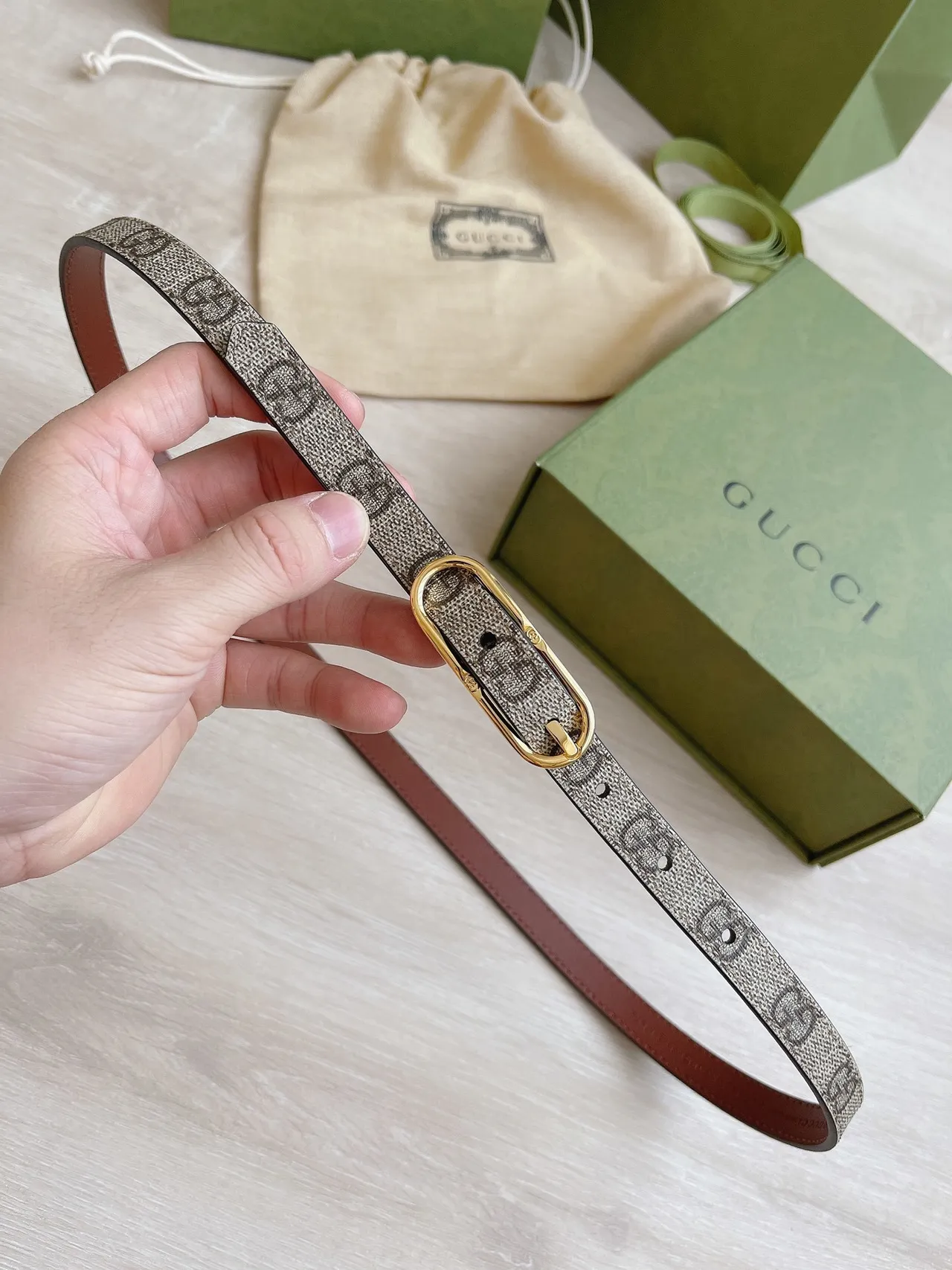Gucci Ophidia GG Monogram Reversible Leather Belt 6