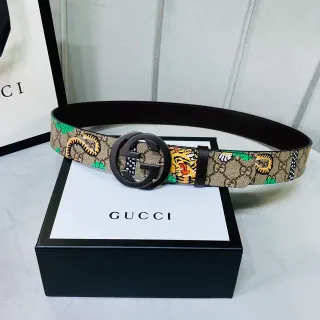Gucci Ophidia GG Monogram Tiger Snake Print Leather Belt
