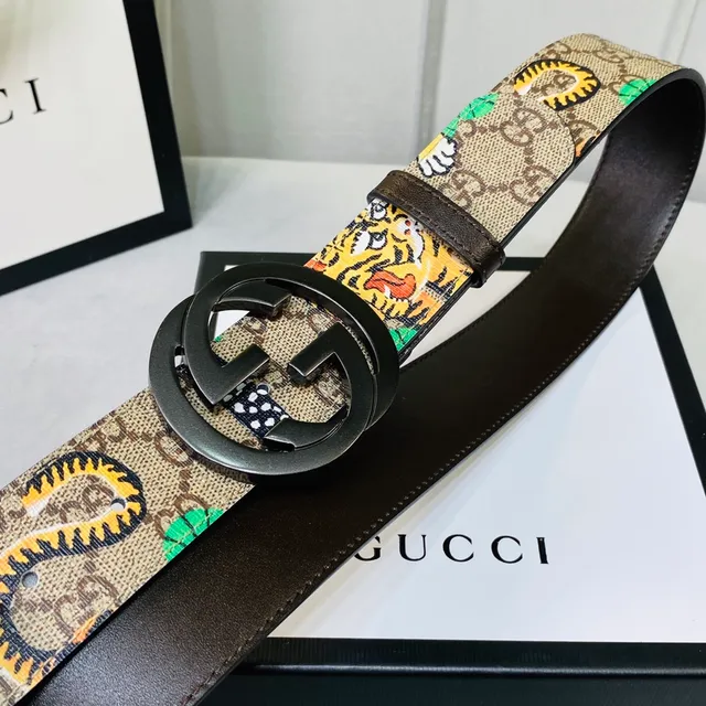 Gucci Ophidia GG Monogram Tiger Snake Print Leather Belt 2