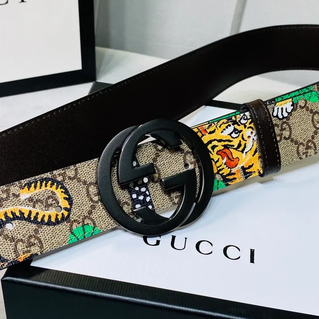 Gucci Ophidia GG Monogram Tiger Snake Print Leather Belt 3