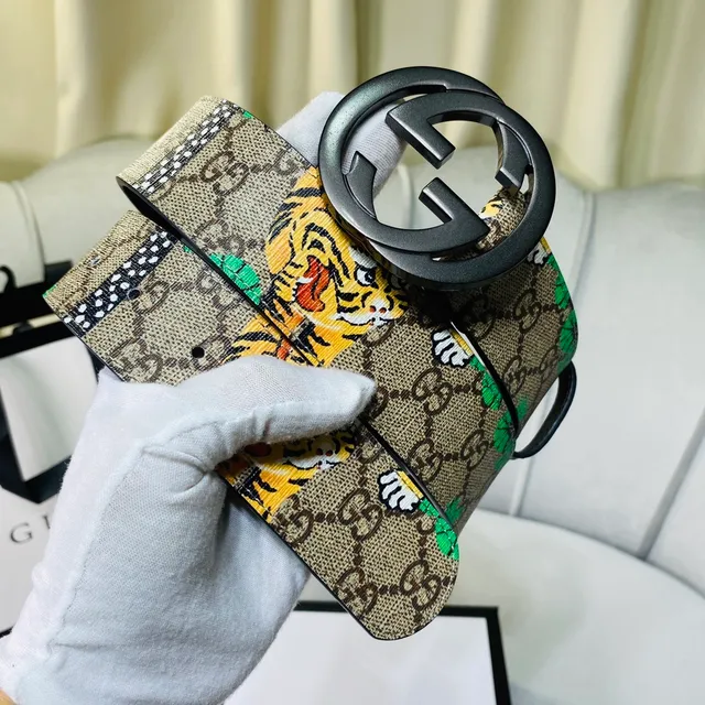 Gucci Ophidia GG Monogram Tiger Snake Print Leather Belt 4