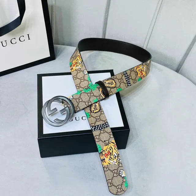 Gucci Ophidia GG Monogram Tiger Snake Print Leather Belt 5