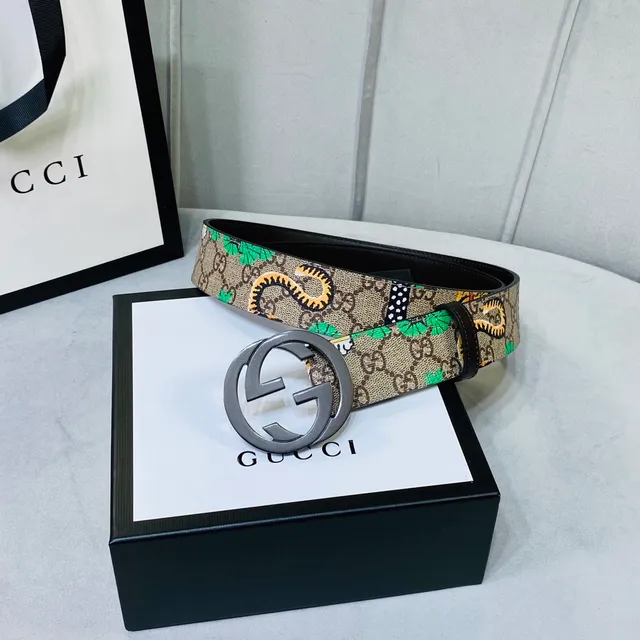Gucci Ophidia GG Monogram Tiger Snake Print Leather Belt 6