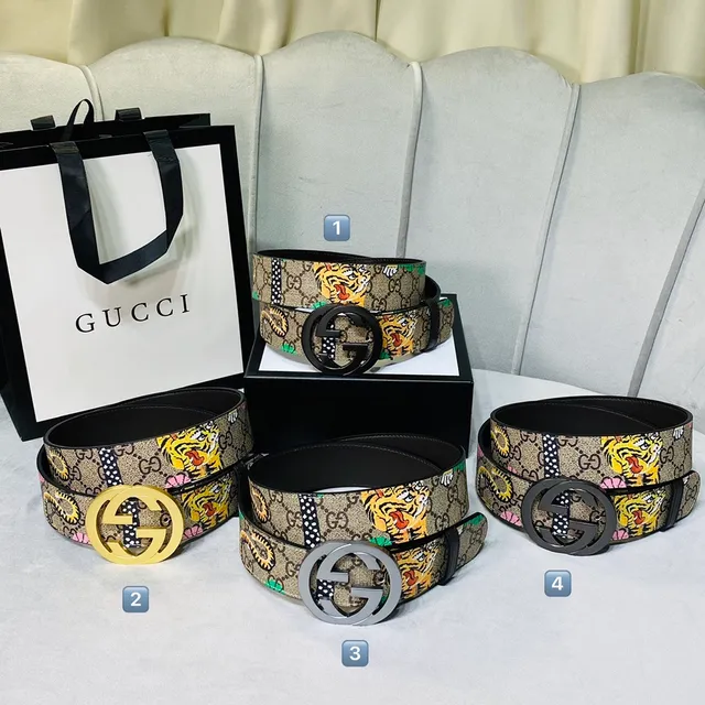Gucci Ophidia GG Monogram Tiger Snake Print Leather Belt 7