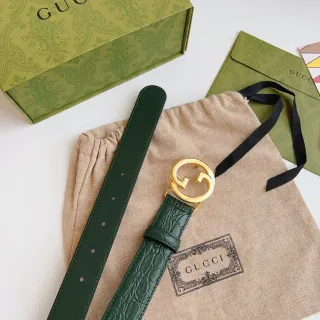 Gucci Ophidia Green Croc-Embossed Leather Belt