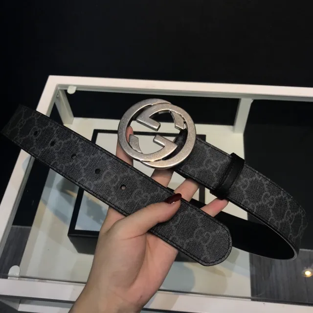 Gucci Ophidia Interlocking G Buckle Black Monogram Leather Belt 3