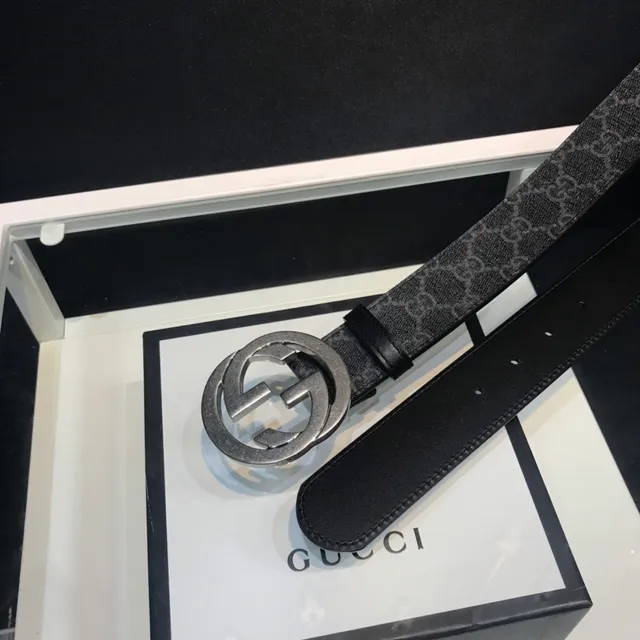 Gucci Ophidia Interlocking G Buckle Black Monogram Leather Belt 4