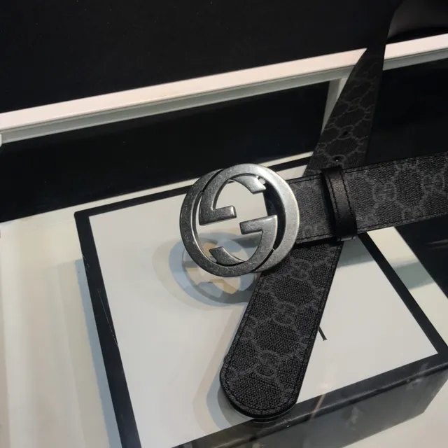 Gucci Ophidia Interlocking G Buckle Black Monogram Leather Belt 6