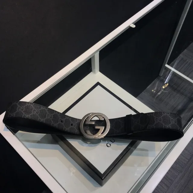 Gucci Ophidia Interlocking G Buckle Black Monogram Leather Belt 9