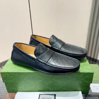 Gucci Ophidia 黑色印花皮革乐福鞋