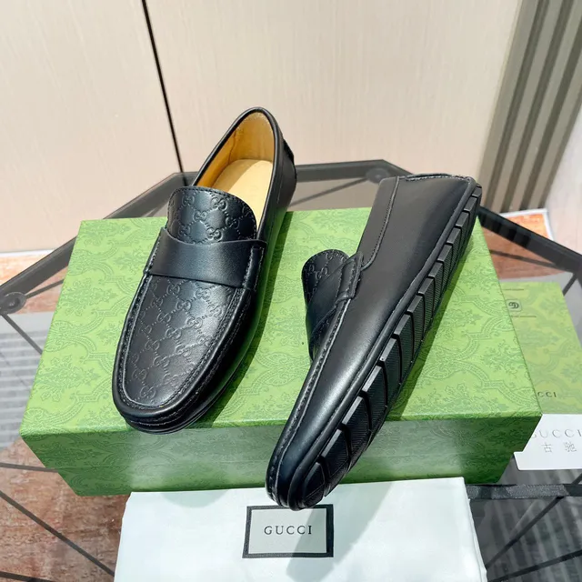 Gucci Ophidia Loafer Black Monogrammed Leather Loafers 5