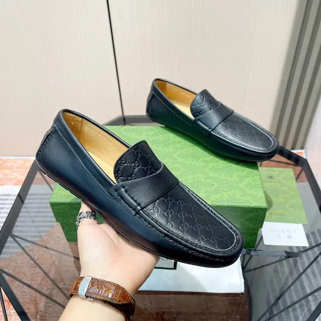 Gucci Ophidia Loafer Black Monogrammed Leather Loafers 7