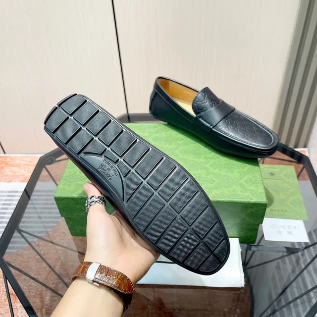 Gucci Ophidia Loafer Black Monogrammed Leather Loafers 9