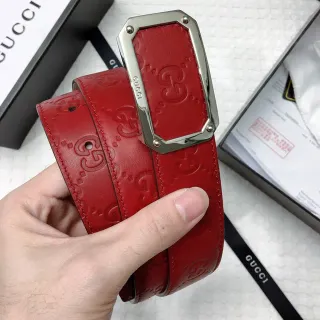Gucci Ophidia Red Embossed GG Leather Belt