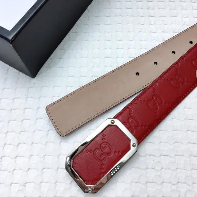 Gucci Ophidia Red Embossed GG Leather Belt 4
