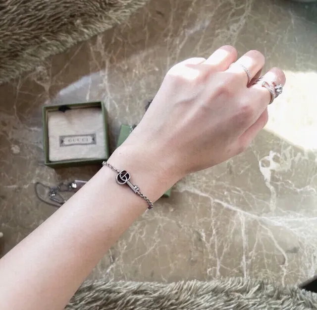 Gucci Ornate Key Filigree Silver-Toned Chain Bracelet 2