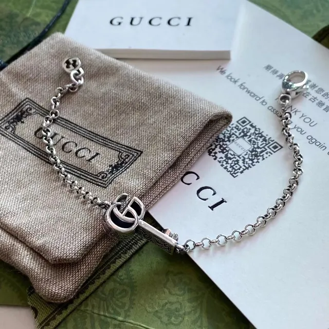Gucci Ornate Key Filigree Silver-Toned Chain Bracelet 4