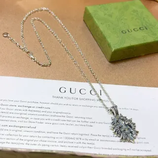 Gucci Ornate Silver-Tone Cross Motif Necklace
