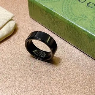 Gucci Polished Black Wide Band Ring
