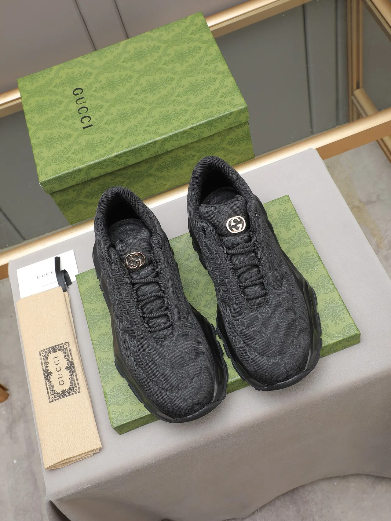 Gucci Rhyton Black Quilted Monogram Laceless Lifestyle Sneakers 3