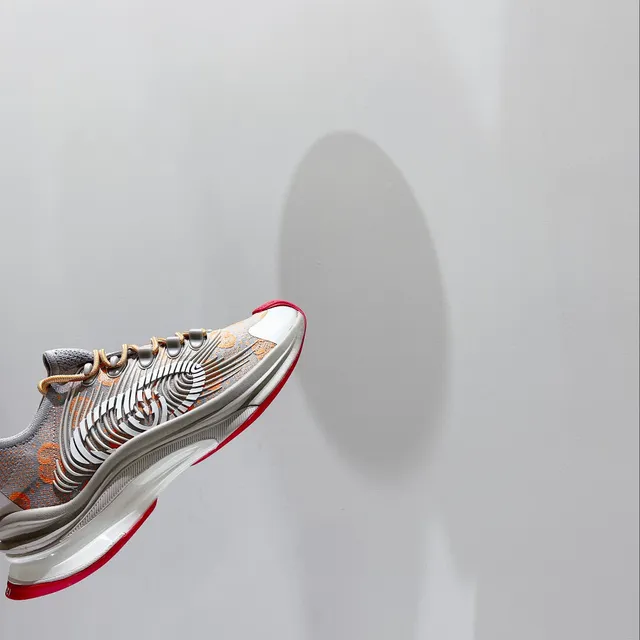 Gucci Rhyton Orange Monogram Silver and Red Chunky Sneakers 2