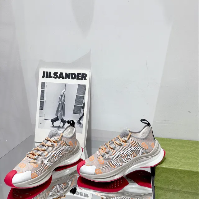 Gucci Rhyton Orange Monogram Silver and Red Chunky Sneakers 5
