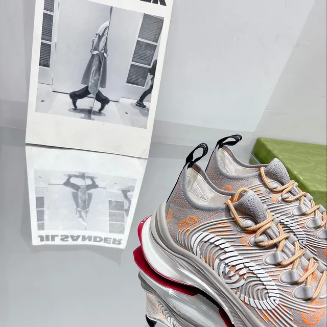 Gucci Rhyton Orange Monogram Silver and Red Chunky Sneakers 6