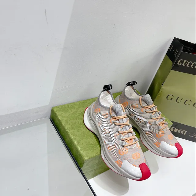 Gucci Rhyton Orange Monogram Silver and Red Chunky Sneakers 7