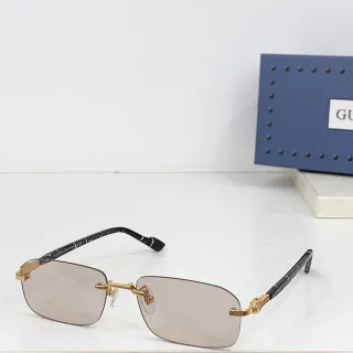 Gucci Rimless Rectangular Gold-Tone Marbled Acetate Optical Glasses