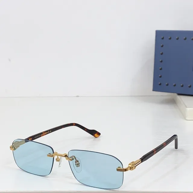 Gucci Rimless Rectangular Gold-Tone Marbled Acetate Optical Glasses 4