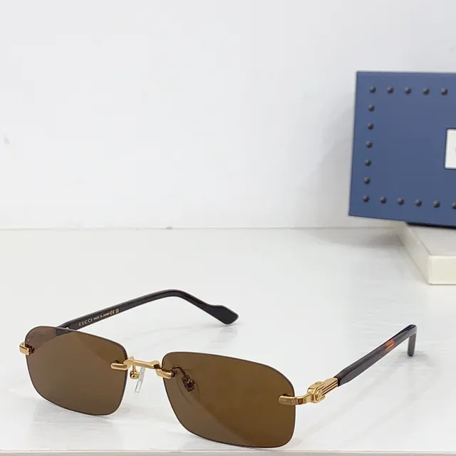 Gucci Rimless Rectangular Gold-Tone Marbled Acetate Optical Glasses 5