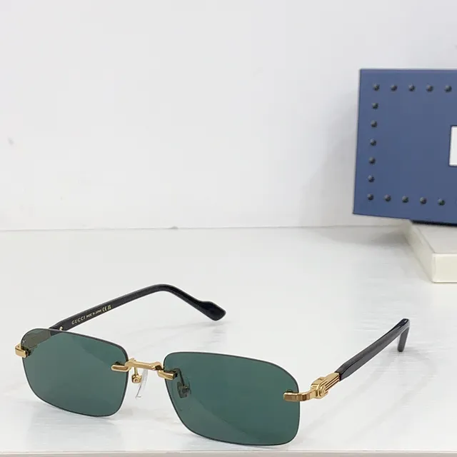 Gucci Rimless Rectangular Gold-Tone Marbled Acetate Optical Glasses 6