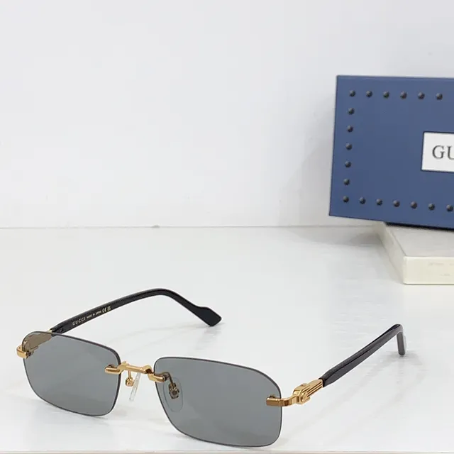 Gucci Rimless Rectangular Gold-Tone Marbled Acetate Optical Glasses 7