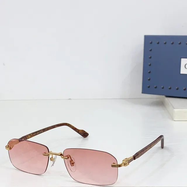 Gucci Rimless Rectangular Gold-Tone Marbled Acetate Optical Glasses 8