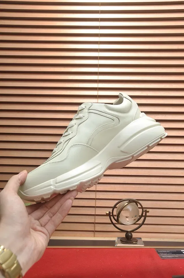 Gucci Screener Beige Red Chunky Sole Leather Upper Lifestyle Sneakers 5