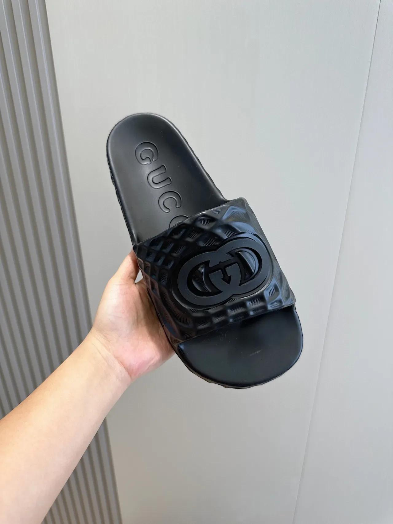 Gucci Screener Black Molded Rubber Slippers 4