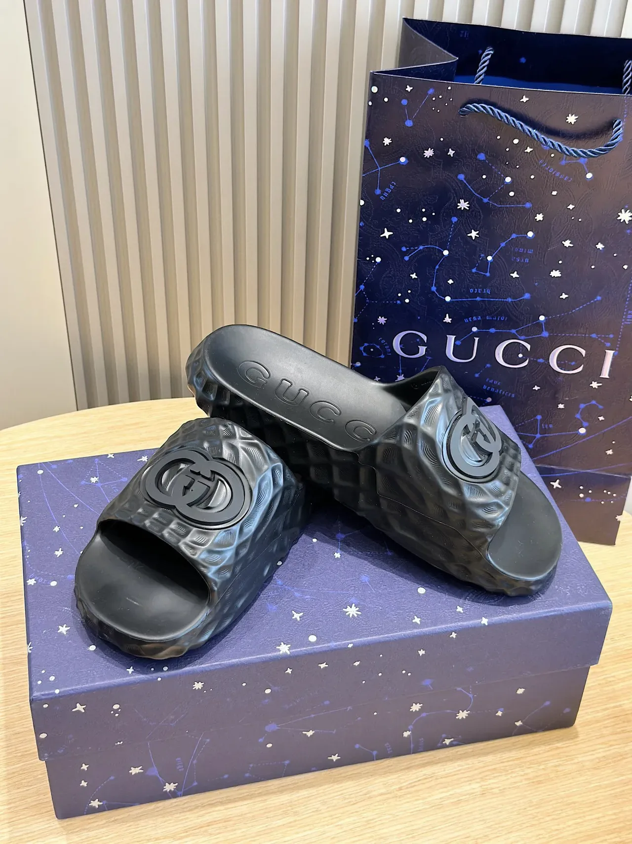 Gucci Screener Black Molded Rubber Slippers 8